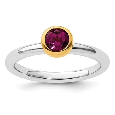 925 Sterling Silber Ring vorsteckbar Expressions mit vergoldetem Granat Größe 6