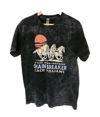 Zach Williams Mineral Wash T-Shirt Chain breaker Horses Tee Size L Zach Williams Mineral Wash T-Shirt Chain breaker Horses Tee Size L