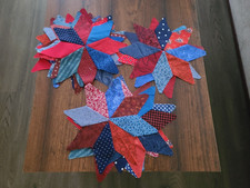 SET Of 16 STAR SHAPE QUILT BLOCKS 8 Point RED...