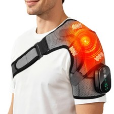 Cordless Heated Shoulder Massager with Vibration Massage Brace Joint Pain Relief