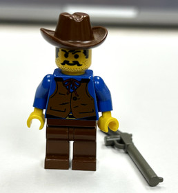 LEGO Cowboy vest blue shirt Western minifigure 6765 Gold City Junction
