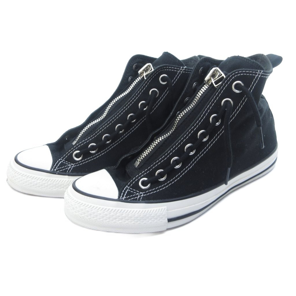 Converse React HD High Top Sneakers Black Canvas Leather Size 25cm Used