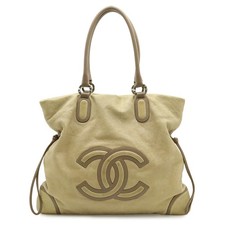 Chanel Coco Mark Tote Women Beige One Size