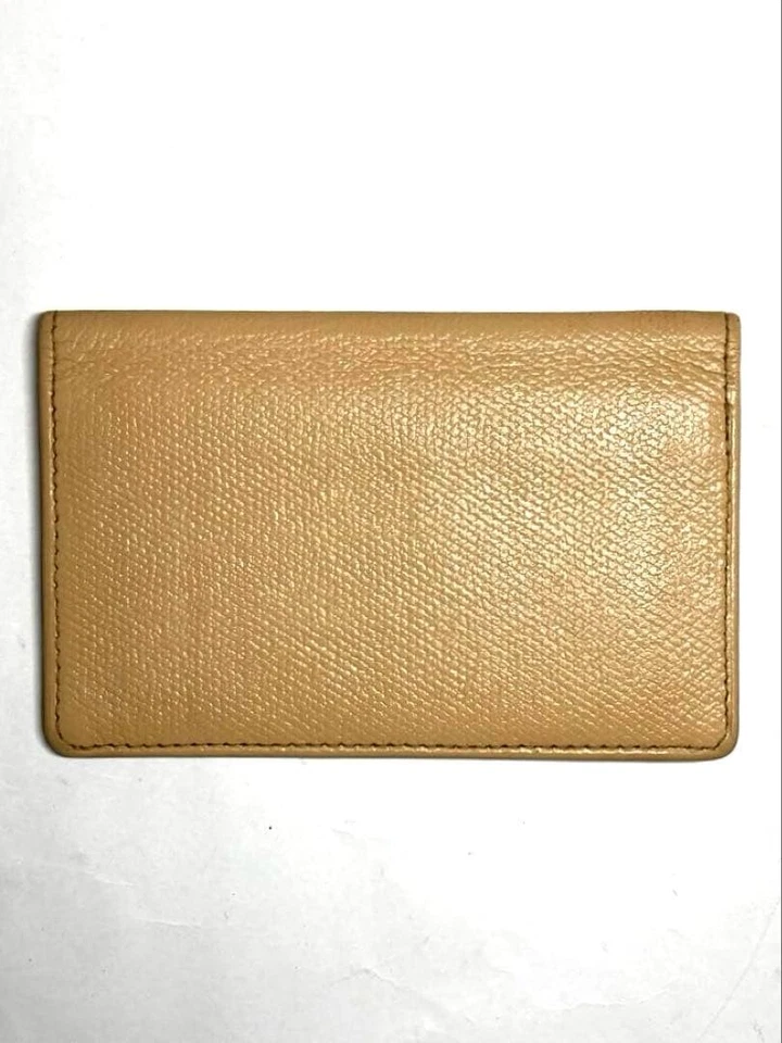 Chanel Coco Botón Cuero Tarjetero Portatarjetas Beige Foto 2 de 4