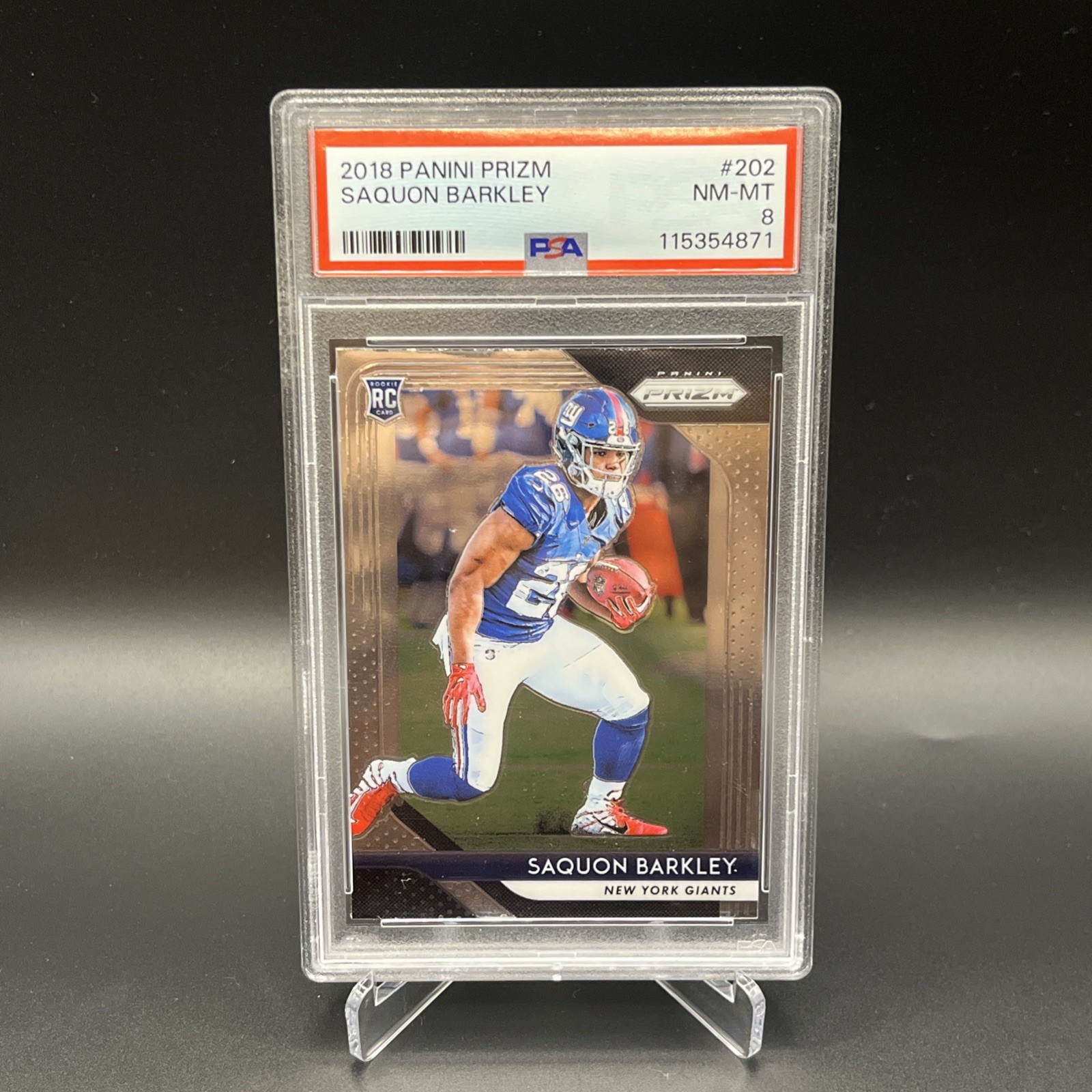 2018 Panini Prizm #202 Saquon Barkley RC PSA 8