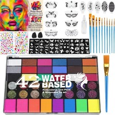 World Cup Professional Face Painting Kit for Kids Adults - 42 Colors Non-Toxic W