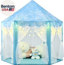 Frozen Princess Tent for Girls, Kids Play Tent with LED Small Snowflake Lights,