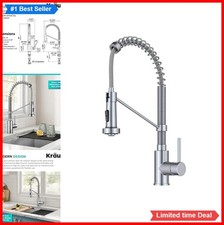Commercial Pull Down Kitchen Faucet 18.75 in Chrome High Arc Spring Spout Swivel