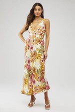 MINKPINK Domenica Cutout Midi Dress Tropical Color Size XS Stylish Summer