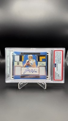 2020 Panini One JUSTIN HERBERT 10/49 RPA RC Quad Patch Auto #73 PSA 9 Jersey #