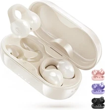 King Lucky i21 Open Ear Clip On Earbuds Wireless Bluetooth White 