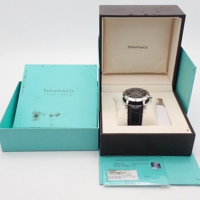 Tiffany Atlas Gent Z1000 Automatic Black Dial Watch Box Papers