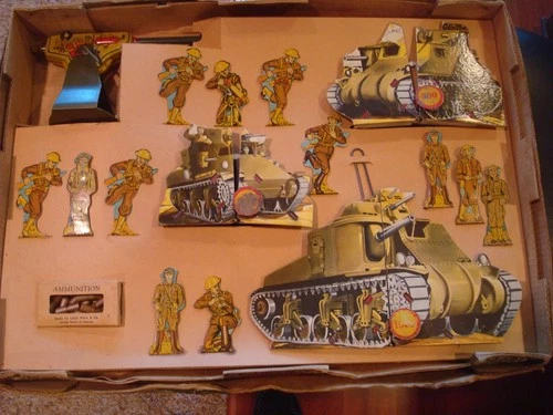 Vintage MARX TIN ANTI TANK PLAYSET EXPLODING TARGETS W ORIG BOX Working NOS HTF