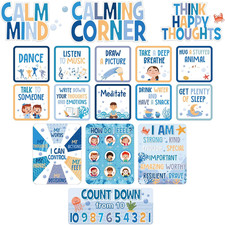 29 Pcs Boho Ocean Calming Corner Bulletin Board Set Classroom Decor