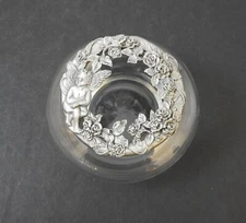 Vintage Rawcliffe Pewter Clear Glass Cherub Floral Potpourri Jar Bowl 4 1/2" Y1