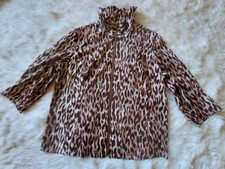 Weekends by Chico's Jacket Sz 3 XL 14/16 3/4 Sleeves Animal Print