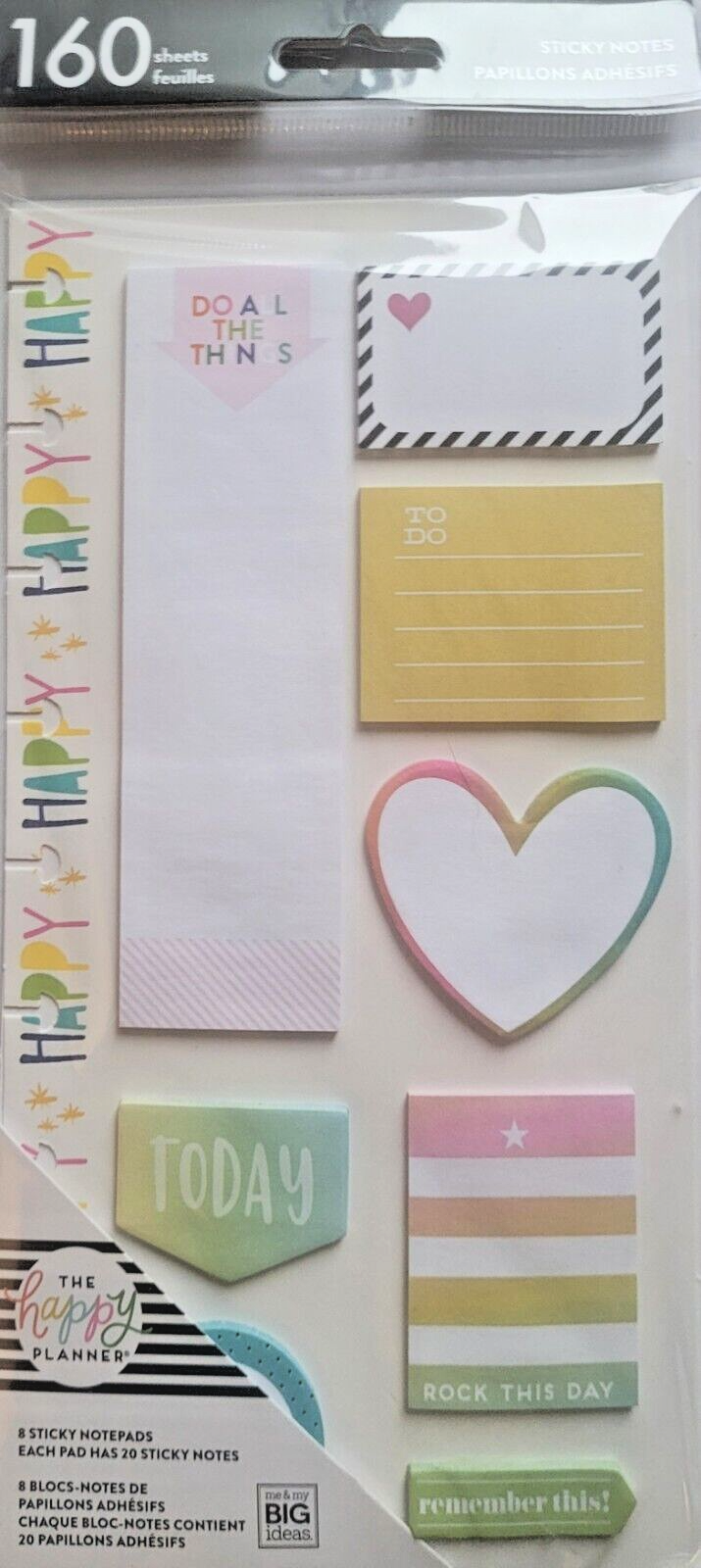 Rock This Day Classic Sticky Notes - 8 Notepads (20 pages each) ~ Happy Planner-image
