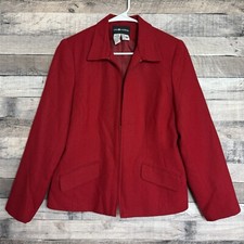 Sag Harbor 100 Wool Blazer Jacket Womens Size 10 Red Zip Front Lined