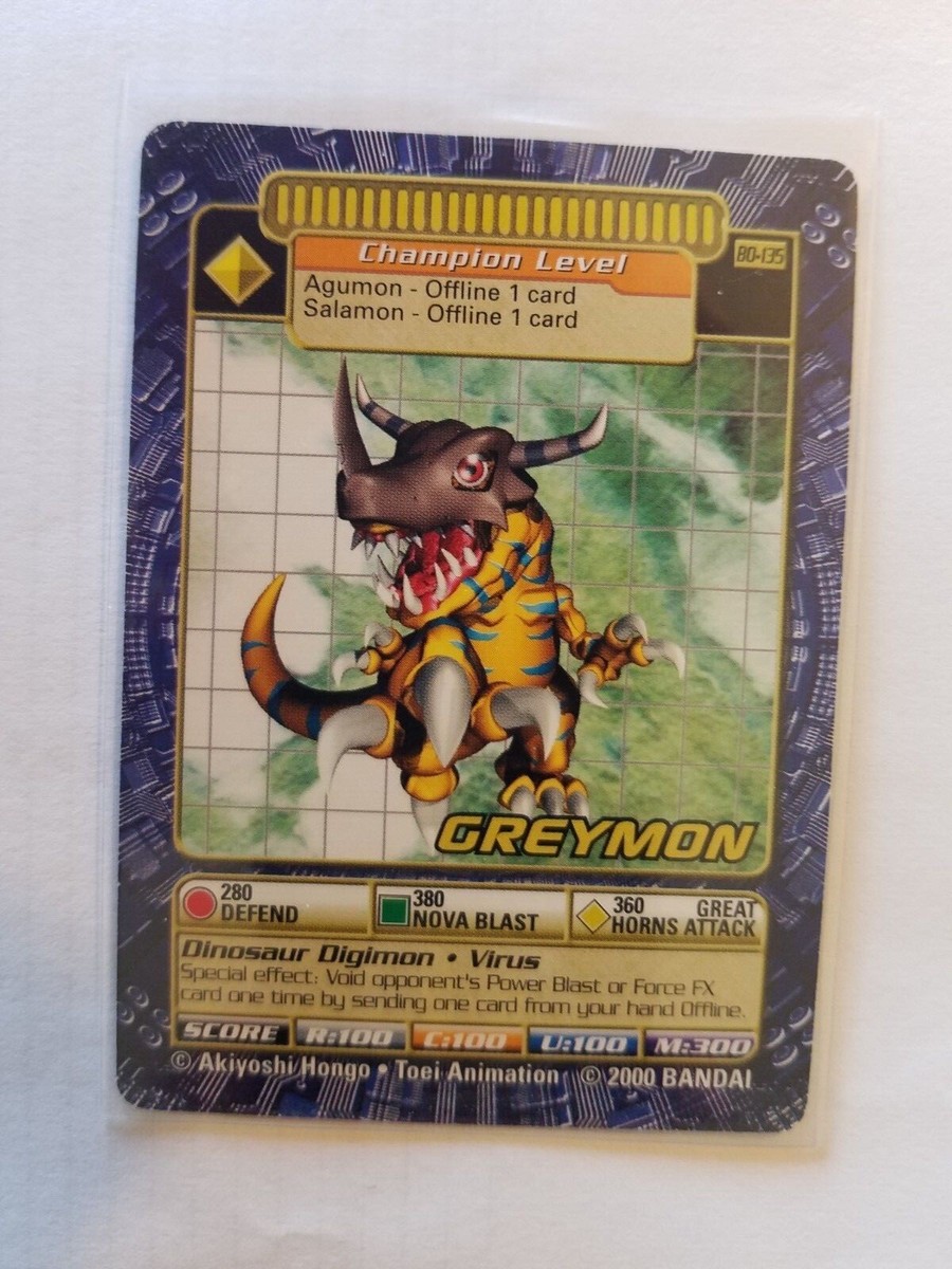 2000 BANDAI DIGIMON GREYMON CARD # BO-135