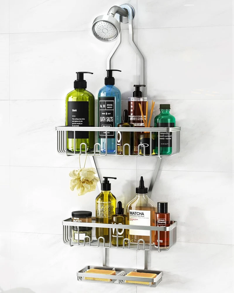 Shower Caddy Hanging Bathroom Organizer: over Head Long Rack for Tall Showerh...