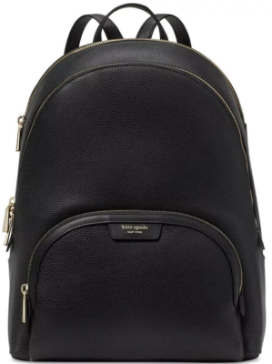 🌞KATE SPADE HUDSON LARGE BACKPACK BLACK PEBBLED LEATHER TRAVEL