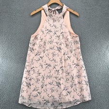 Lulus Dress Womens Small Pink Flower A Line Halter Cutout Back Mini Sleeveless
