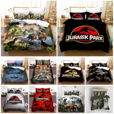 Jurassic Park Dinosaurs World Kids Quilt Duvet Donna Cover Bed Set Single Double