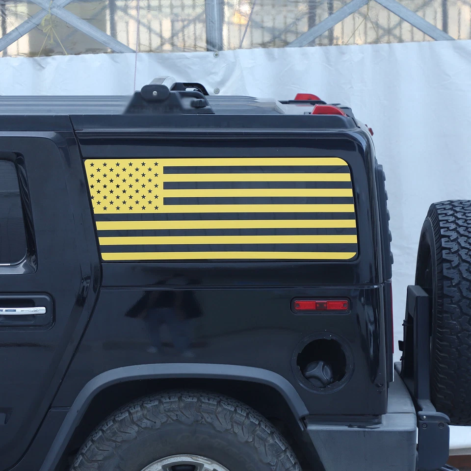 Vinilos calcomanías gráficas de vidrio para ventana de baúl bandera amarilla de Estados Unidos para Hummer H2 2003-09 Foto 2 de 4
