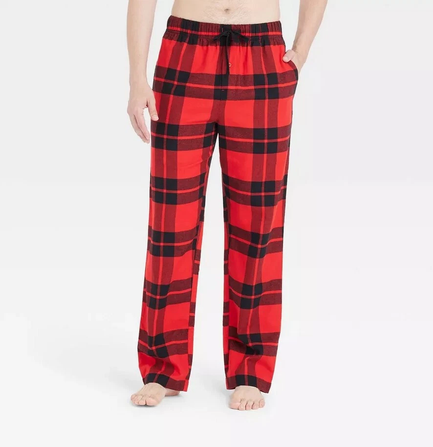 Good Fellow Mens Flannel Pajama Pants Pockets S SM Red Black