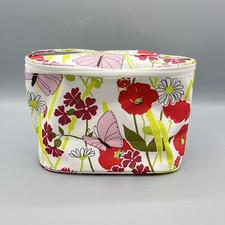 Clinique Floral  Butterflies 9"x4"x5" Oval Handled Zippered Makeup Bag