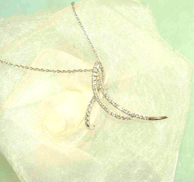 41,5 cm HALSKETTE mit  ANHÄNGER 750  WEIßGOLD 18 KT mit Zirkonia einfach W O W