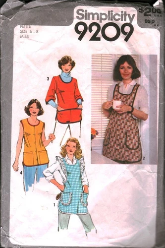 9209 Vintage Simplicity Sewing Pattern Misses 1980s Cobbler Apron Garden Art OOP