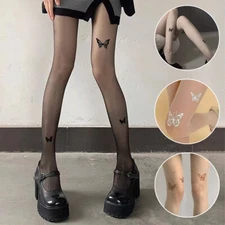 Women Lady Sexy Thigh-High Stockings Tights Pantyhose Butterfly Pattern Hosiery 