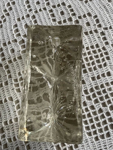 Vintage BLENKO Glass ICE Brick Candle Holder Clear Rectangle Approx 6x3x3” MCM