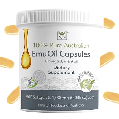 Emu Oil Capsules - Heart, Hair, Metabolism & Joint Support Supplement