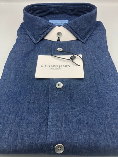 RICHARD JAMES Cotton Denim Shirt, UK:18,5, EU:47, UVP:225£! Neu & unbenutzt - Bild 11 von 11