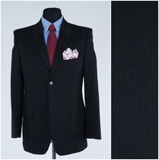 Mens Striped Black Blazer 40R UK Size SAMS Sport Coat Jacket