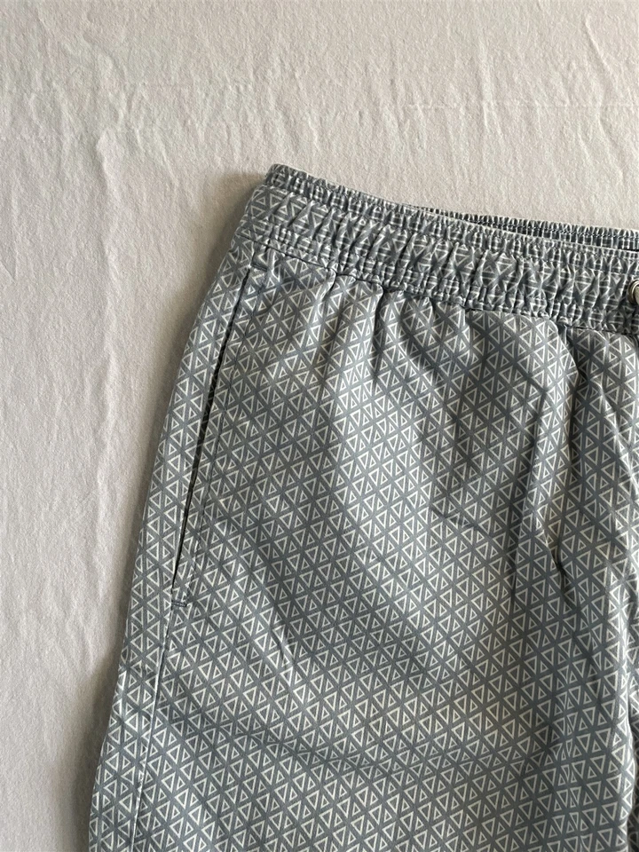 Pantalones Cortos J.CREW Medianos Mx9" Azul Estampado Triángulo Pull On Dock Para Hombre Foto 2 de 4