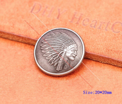 20X 20mm Antique Silver Western Indian Head Carved Rivet Stud Concho Screwback
