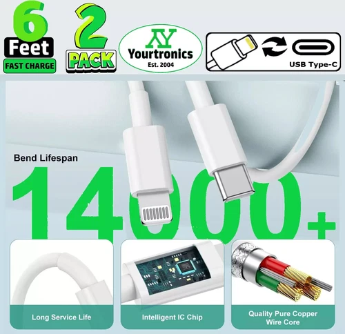 2 Pack Fast Wall Charger For iPhone 14 13 12 11 Pro Max Plus X XR XS 8 7 6 iPad - Picture 5 of 7