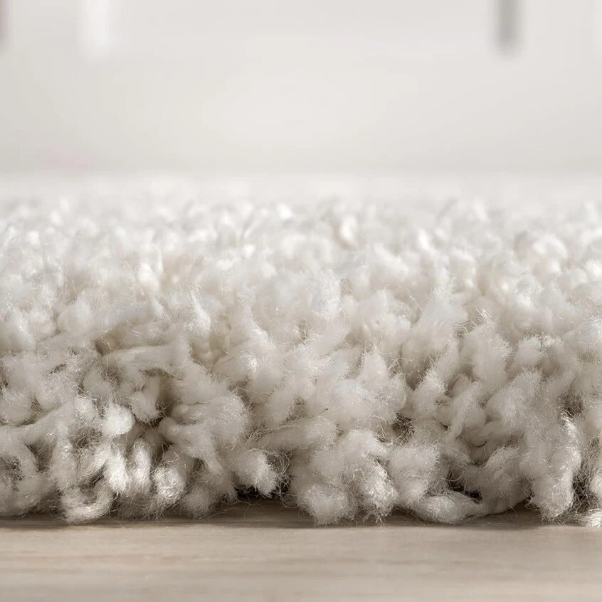 NEW West Elm White Cream Boho Tassel Geometric Shag Area Rug Carpet - 5' x 8' - Image 4 of 4