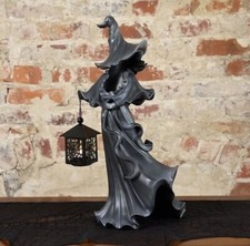Authentic Cracker Barrel Black Resin Witch 18  With LED Lantern 2023 Decor - NIB