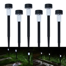 6 Solar Power LED Garden Yard Lawn Path Fence Light Party Lamp Landscape Plastic