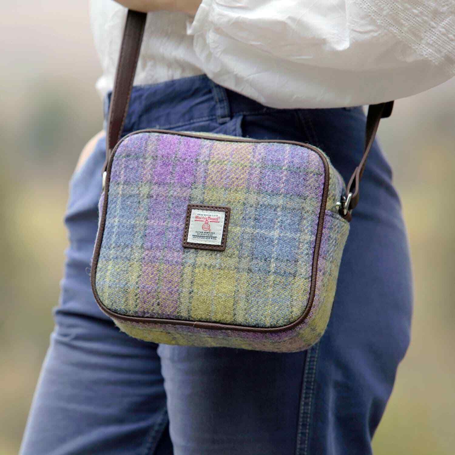 Women's Harris Tweed Mini Cross-body Bag, Wool Outer, Ladies Scottish Gift