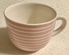IQ Accessories Pink White Stripe Ceramic Coffee Mug Minnetonka 55343 EUC