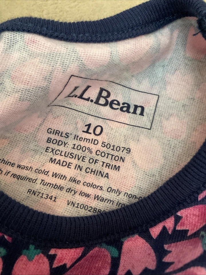 LLBean Dress 10 Girls Pink Navy Blue Tulip Soft 100% Cotton  - Image 3 of 4