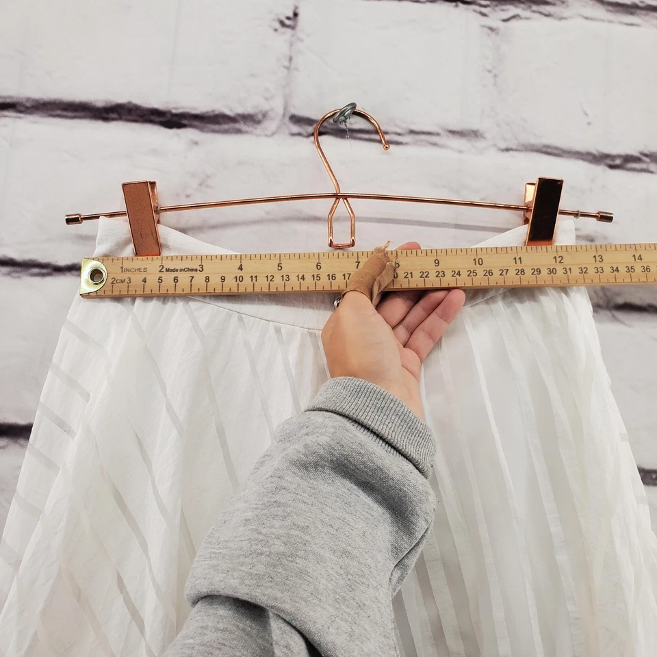 Falda Club Monaco Mujer 00 Blanca Plisada Midi Línea A Forrada Superposición Transparente Elegante Foto 2 de 4