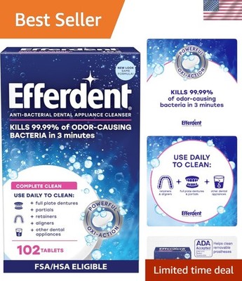 102 Antibacterial Cleaning Tablets for Retainers, Dentures, and Oral Hygiene