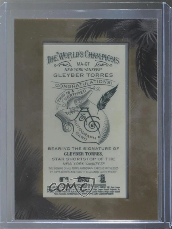 2018 Topps Allen & Ginter Mini Framed Auto Gleyber Torres #MA-GT Rookie Auto RC - Image 2 of 2