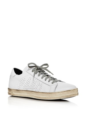 P448 Womens White Mixed Media Padded John Round Toe Leather Sneakers Shoes 36